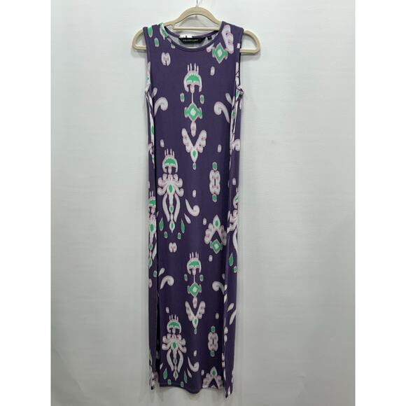 Colleen Lopez Womens Purple Abstract Wide Strap Sleeveless Maxi Dress Size XXS - Picture 1 of 9